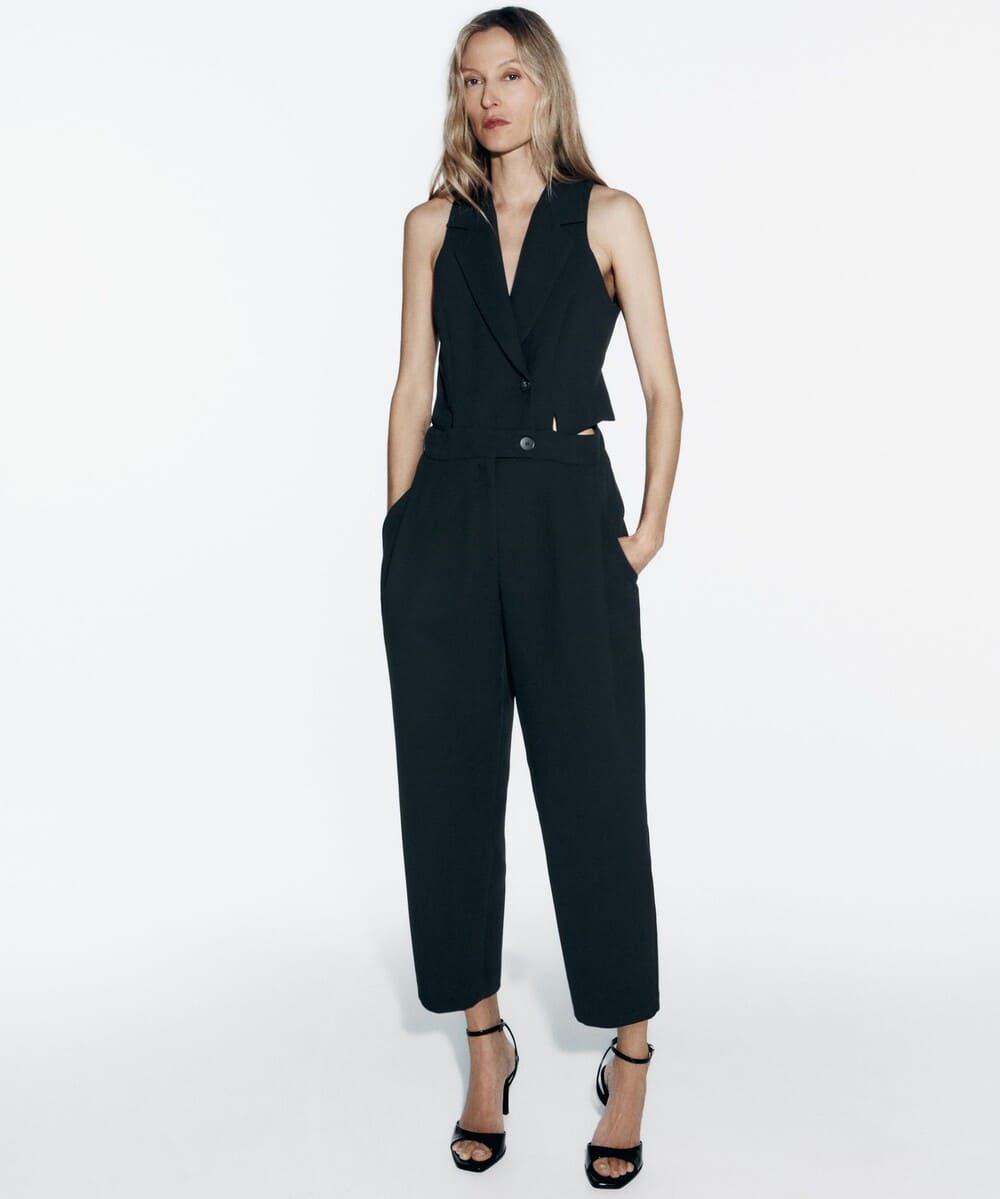 Zara Mono Chaleco Pantalon Pinzas