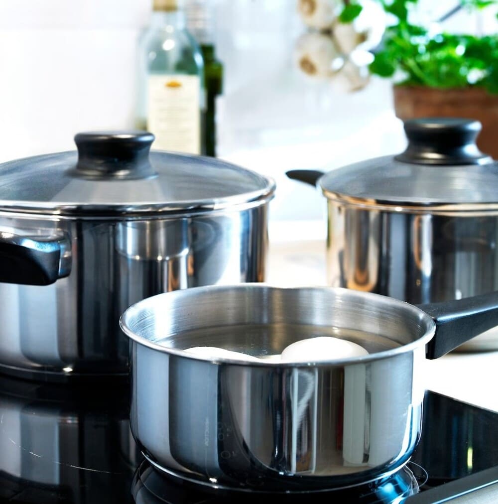 ANNONS Batería de cocina, 5 piezas, vidrio, acero inoxidable IKEA