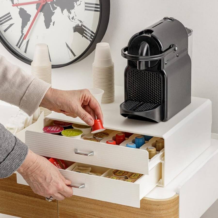 Amazon Baroni Home Cajón Porta Cápsulas de Café, Organizador Universal para 30 Cápsulas Nespresso y Dolce Gusto