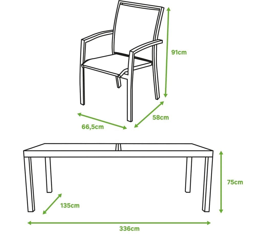 Conjunto de exterior Las Vegas extensible de aluminio para 6 comensales Leroy Merlin