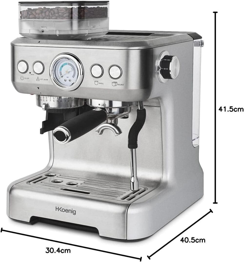 H.Koenig Espresso machine with grinder EXPRO980, 2.7L, 250g bean reservoir Amazon