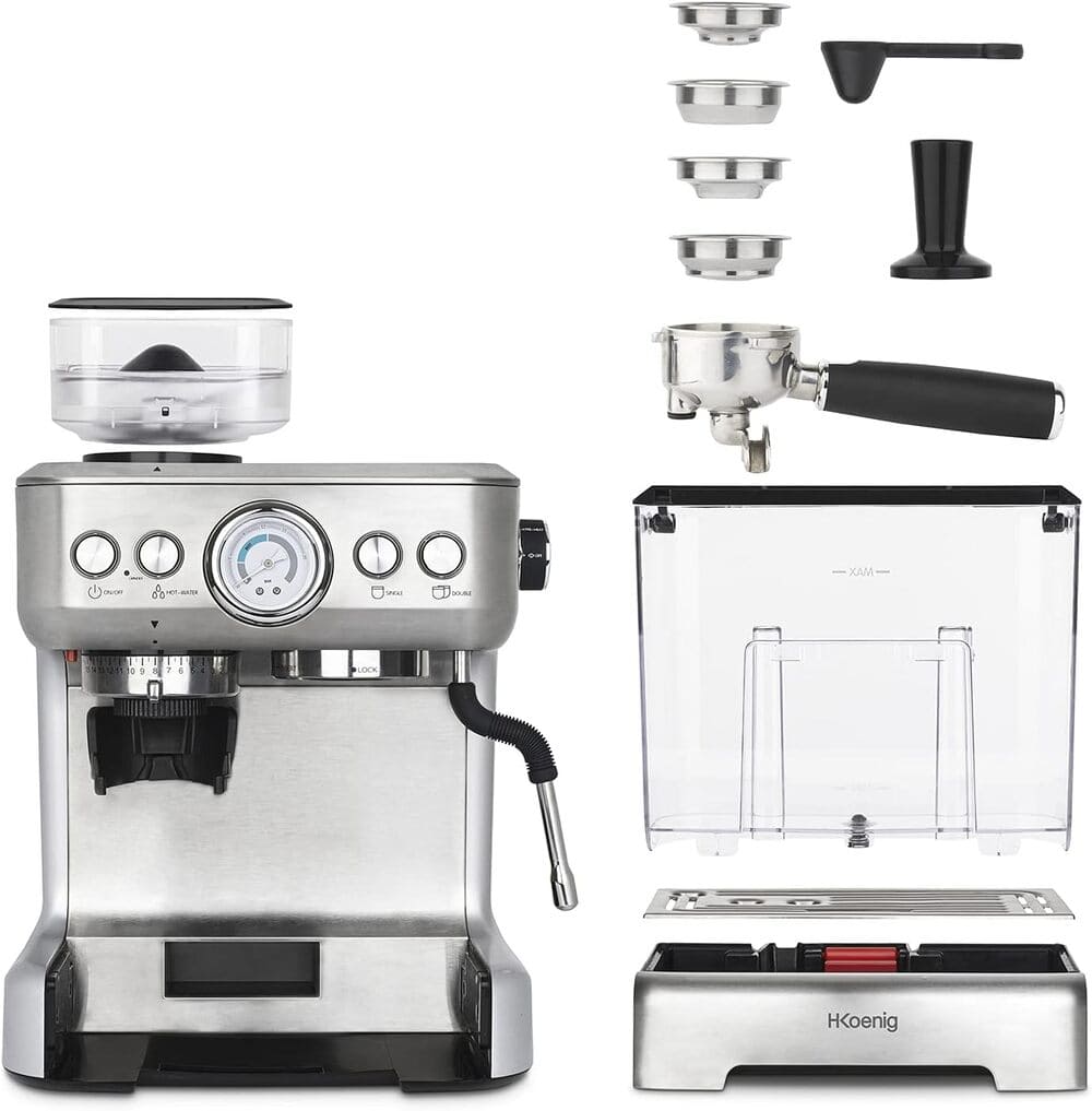 H.Koenig Espresso machine with grinder EXPRO980 Amazon, 2.7L, 250g bean reservoir