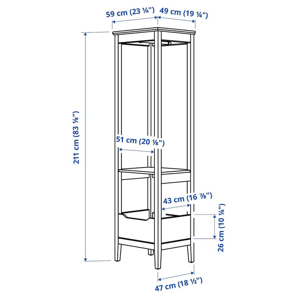 IDANÄS Armario abierto IKEA, blanco, 59x211 cm