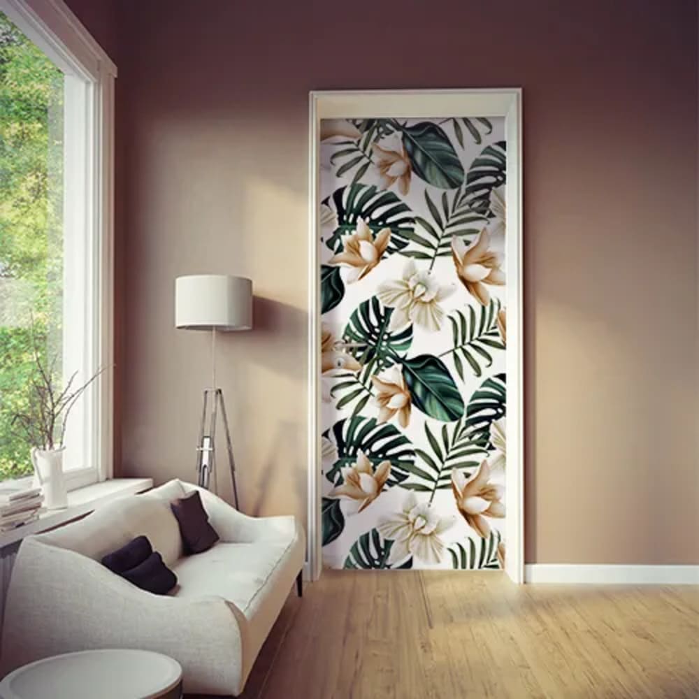 Leroy Merlin Pegatina de la puerta, adhesivo decorativo para la jungla Jungle Topboard Model Lotus Vintage, 204 cm x 83 cm