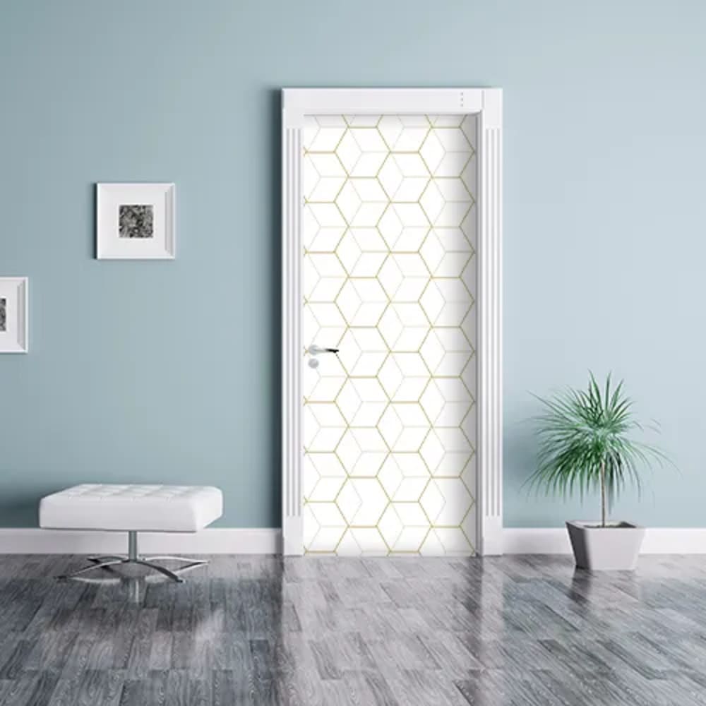 Leroy Merlin Pegatina de la puerta, pegatina Cubos en trompe-loeil en 3D y blanco para puertas,