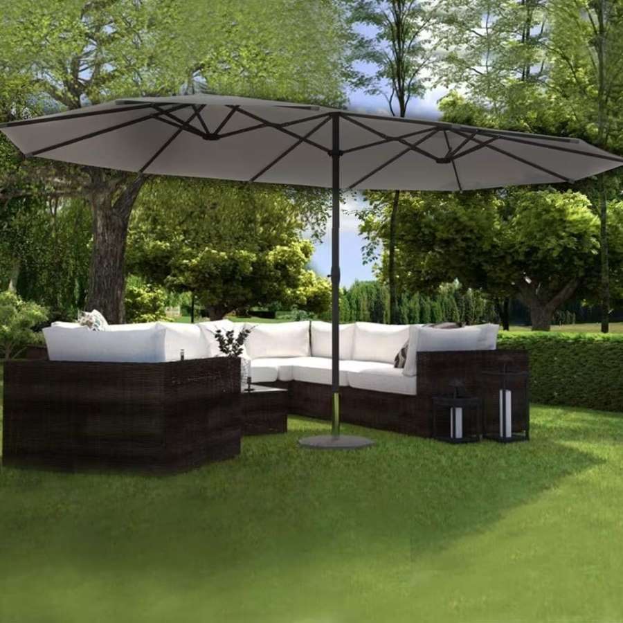 Maisons Du Monde Parasol doble de 2,7 x 4,6 m gris