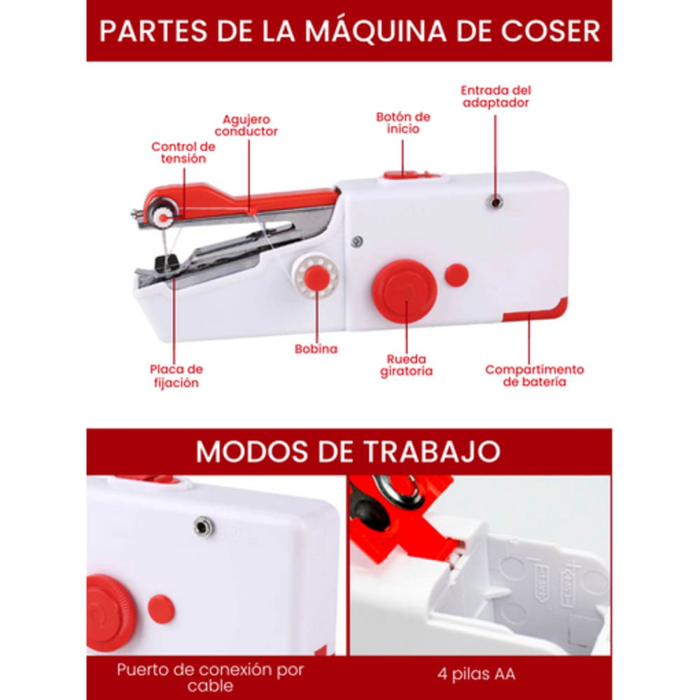 Máquina De Coser Portátil 505a. Carrefour, Mini Máquina De Coser De Mano