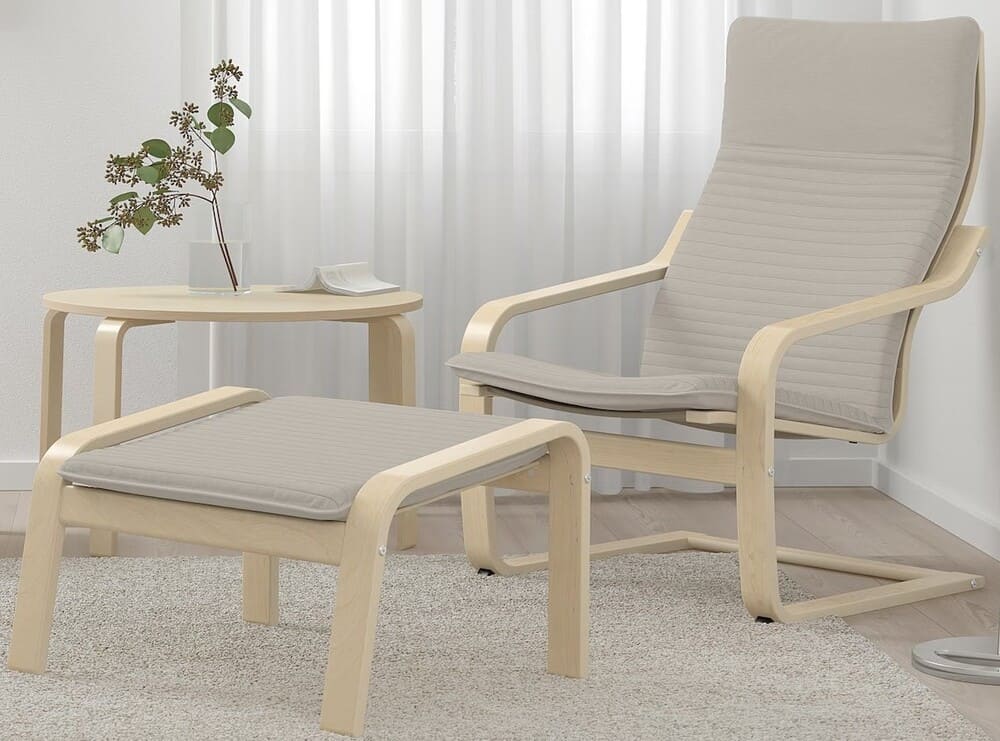 POÄNG Sillón IKEA, chapa abedul, Knisa beige claro