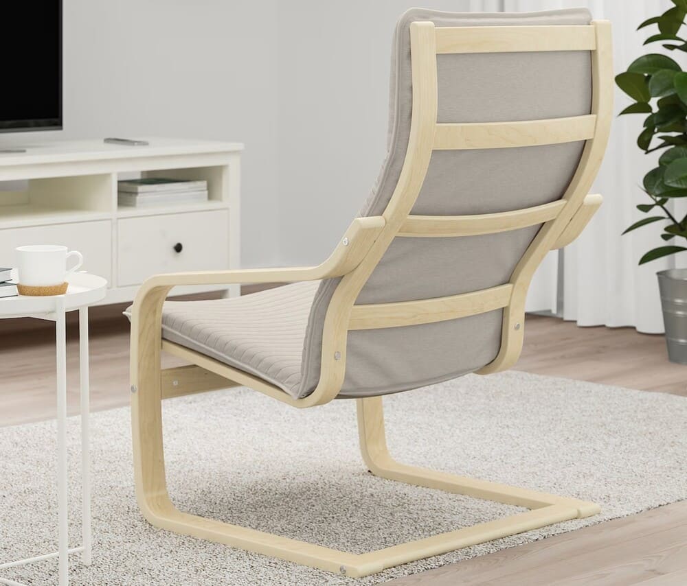 POÄNG Sillón, chapa abedul, Knisa beige claro IKEA