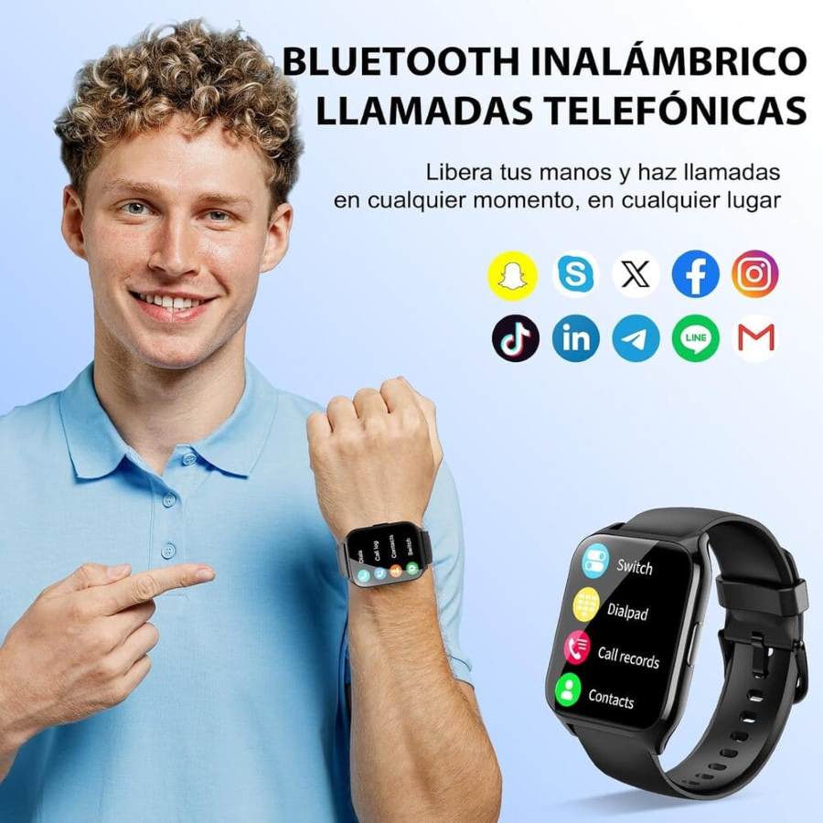 Reloj Inteligente Hombre Mujer, 1.85in Smartwatch con Llamadas y Mensajes Amazon