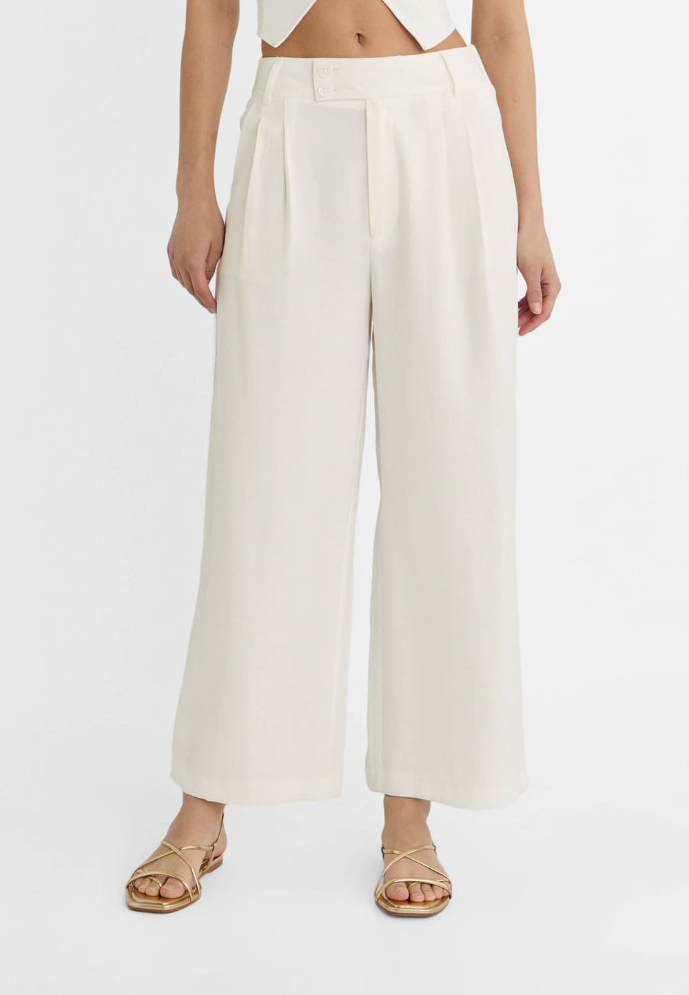 Stradivarius Pantalon Culote Pliegues