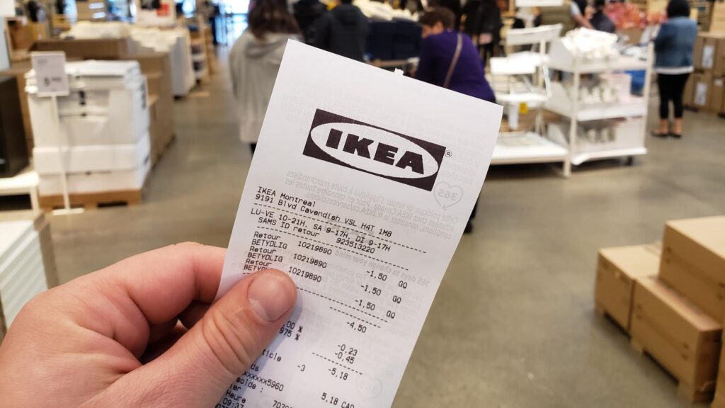 Ticket de compra de IKEA