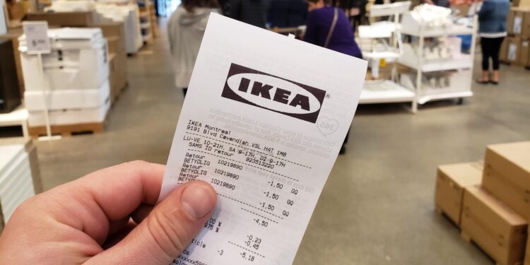 Ticket de compra de IKEA