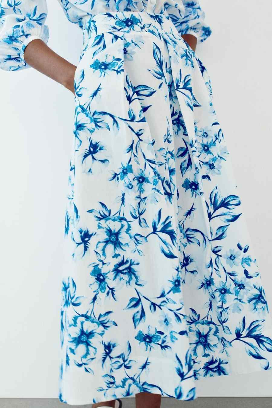 Zara Falda MIDI Popelin Estampada