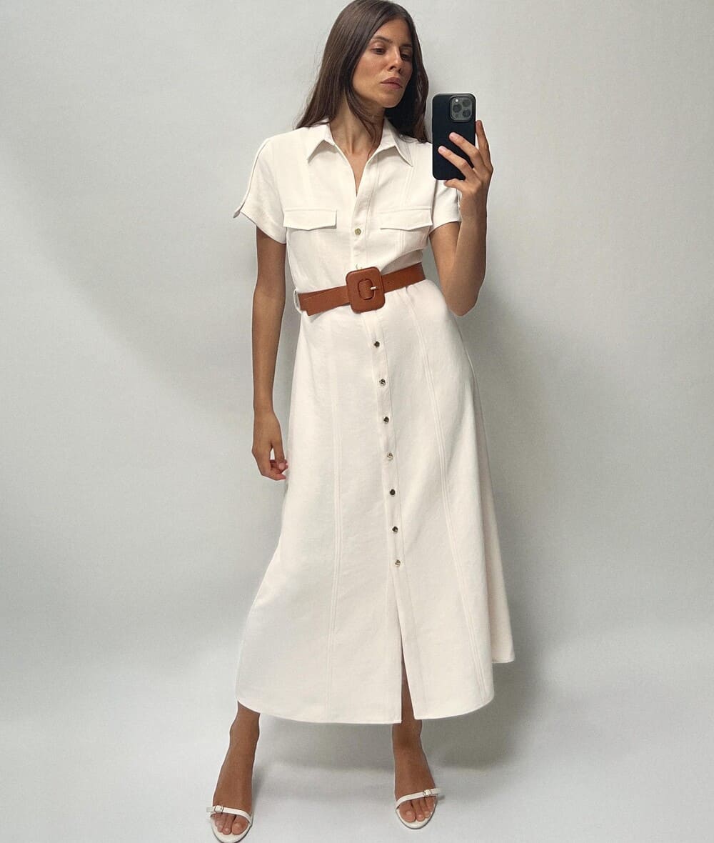 Zara Vestido Camisero Cinturon