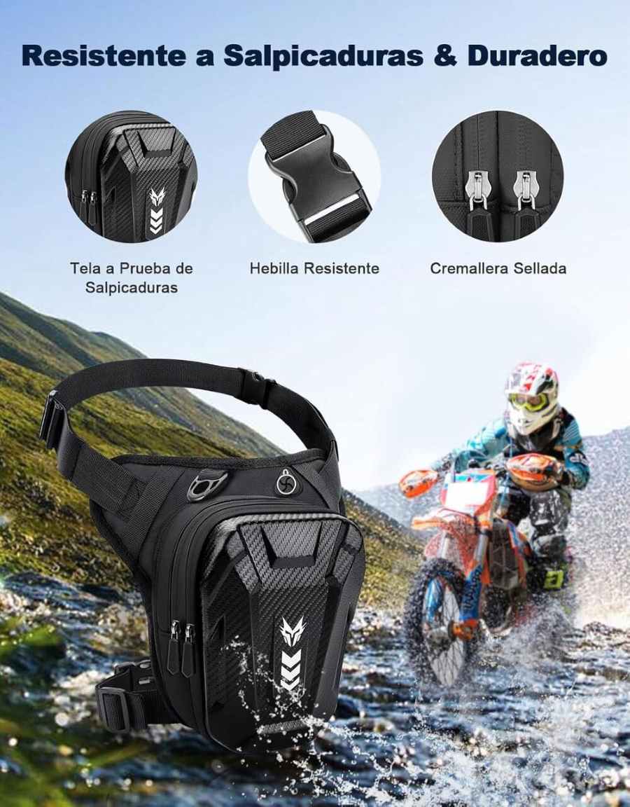 Amazon Rolgno Bolsa Pierna Moto, Amplia Capacidad Riñoneras Pierna Hombre Mujer