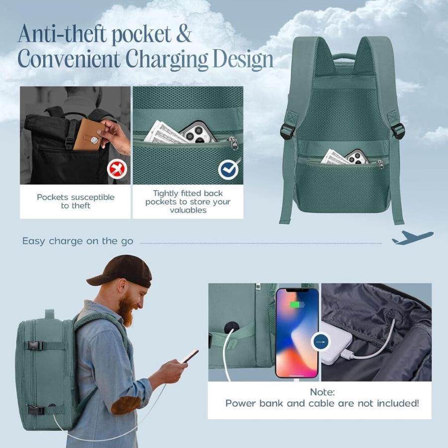 Amazon Xkdoai Mochila Viaje Cabina Avion 25x20x40, Ryanair Maleta Bolsas de Cabina con Organizador de Equipaje