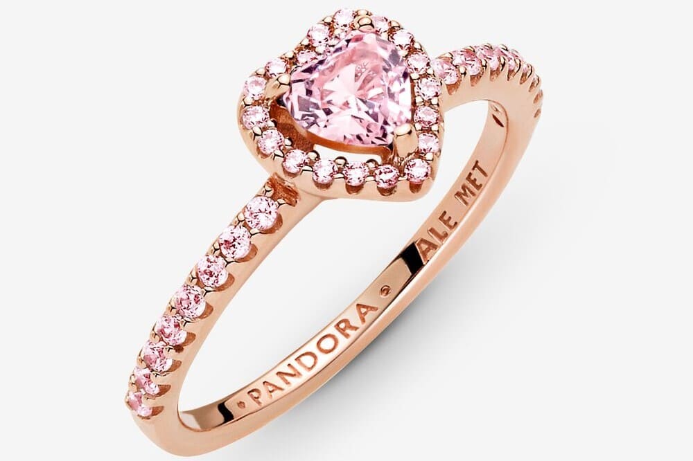 Anillo Corazón Brillante Elevado Rosa Pandora