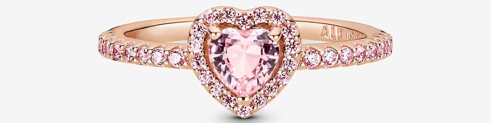 Anillo Pandora Corazón Brillante Elevado Rosa