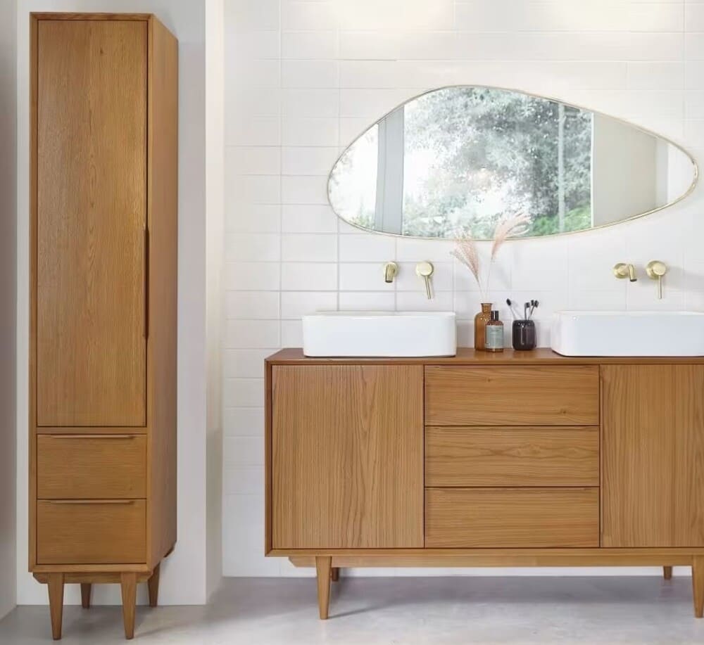 Maisons Du Monde Armario alto de baño vintage, con 1 puerta y 2 cajones