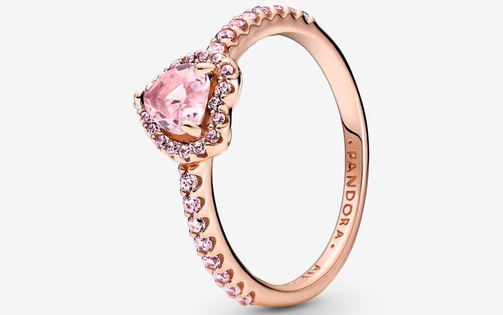 Pandora Anillo Corazón Brillante Elevado Rosa