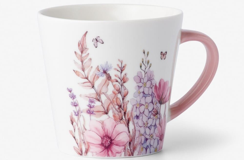 Pepco Taza de cerámica con estampado de flores