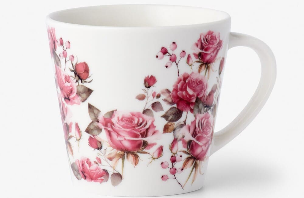 Taza de cerámica Pepco con estampado de flores