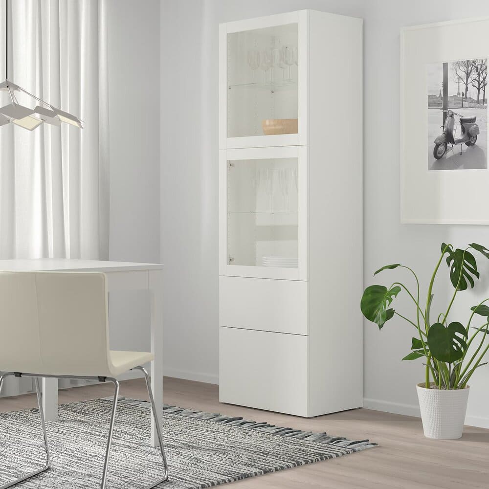 BESTÅ Vitrina, blanco Lappviken vidrio transparent de IKEA