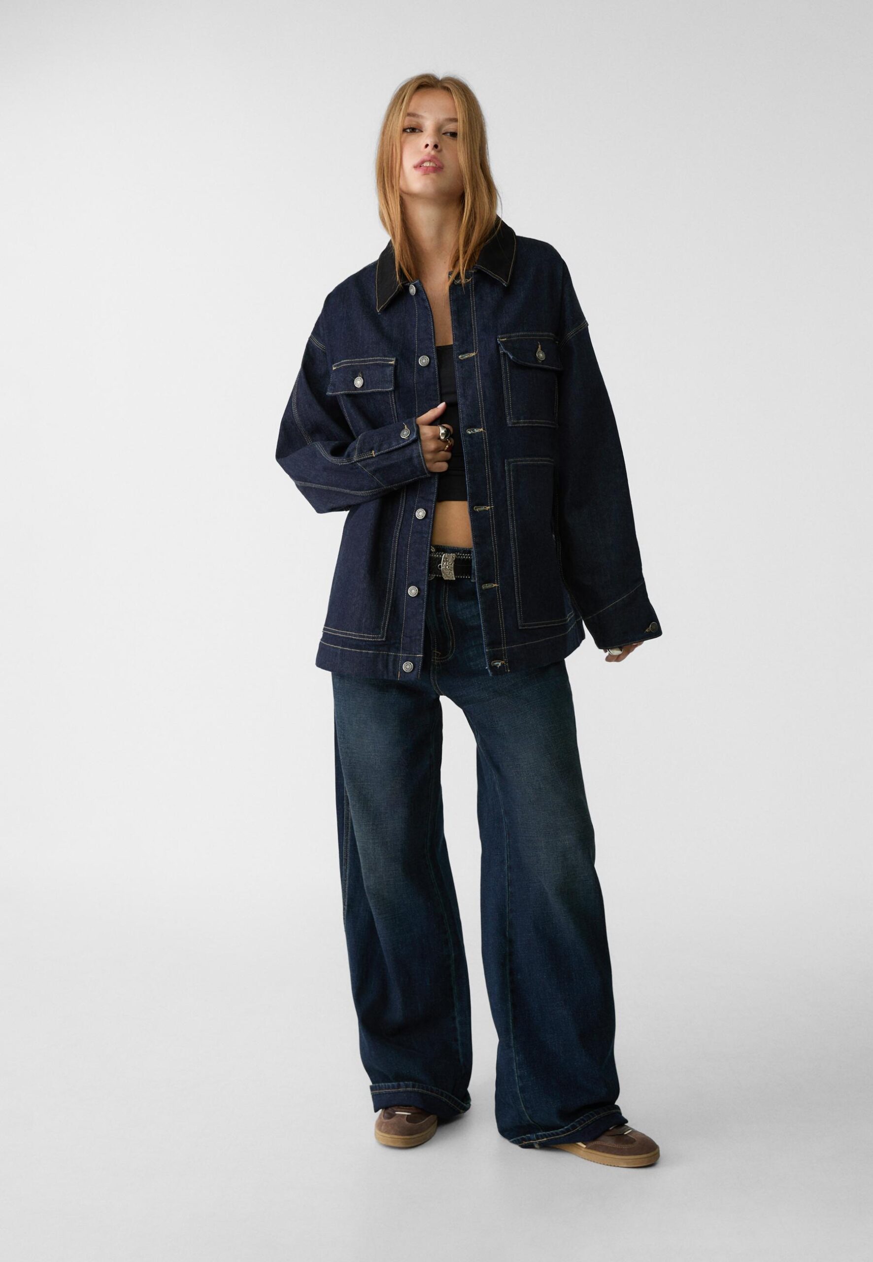 Cazadora denim oversize bolsillos