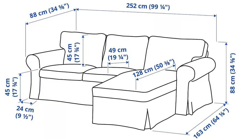 EKTORP Sofá 3 plazas con chaiselongue, Hakebo verde grisáceo IKEA