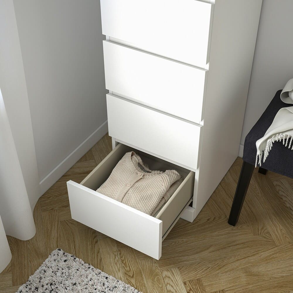 MALM Cómoda de 6 cajones IKEA, blanco, espejo, 40x123 cm