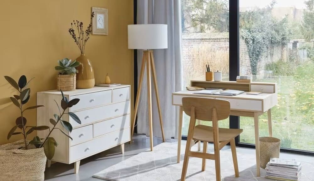 Maisons Du Monde Cómoda escandinava con 6 cajones de paulonia blanca