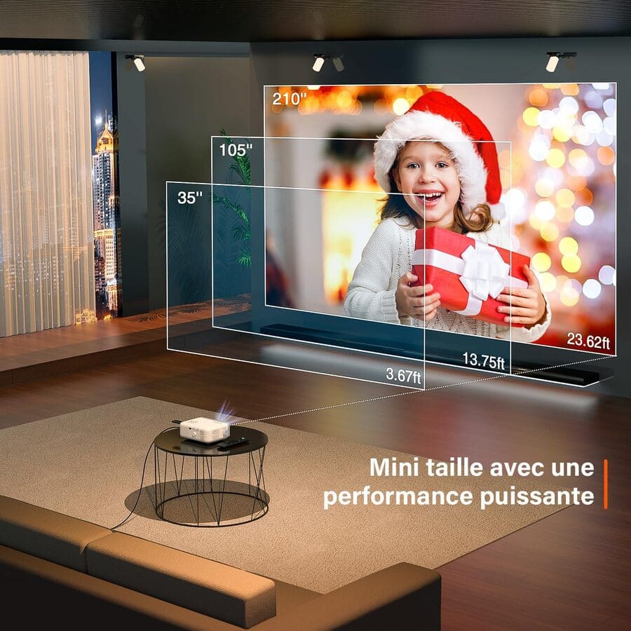 Mini Proyector Portatil con Tripode, 12000 Lumen Videoproyector Cine en Casa de Amazon