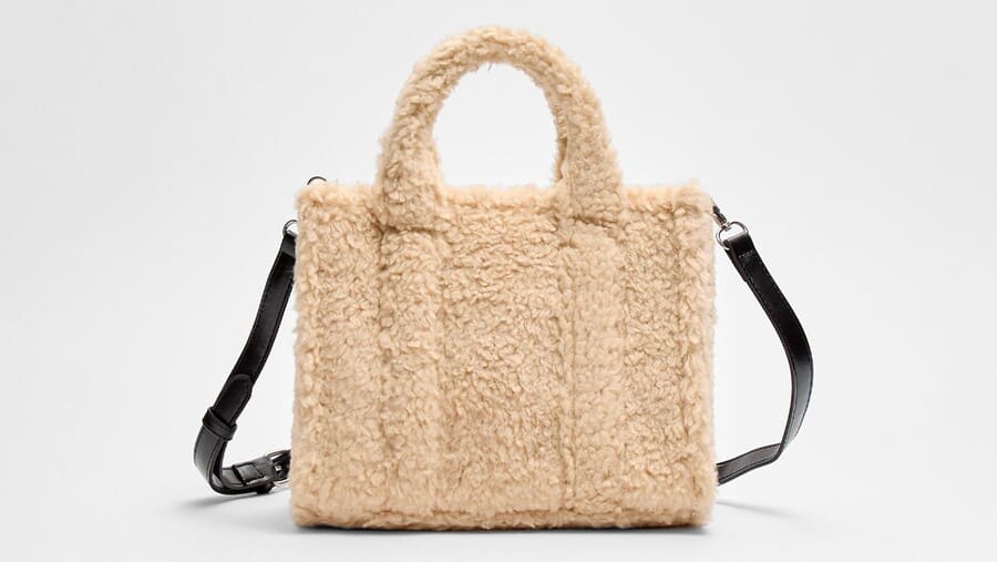 Stradivarius Bolso tote efecto borreguillo