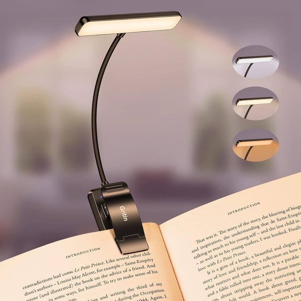 Amazon Gritin 19 LED Luz de Lectura, Lámpara de Lectura USB Recargable de 360° Flexible con 3 Modos de Iluminación