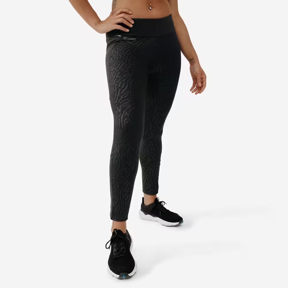 Decathlon Leggings largos running cálidos mujer - Warm+ negro con motivos