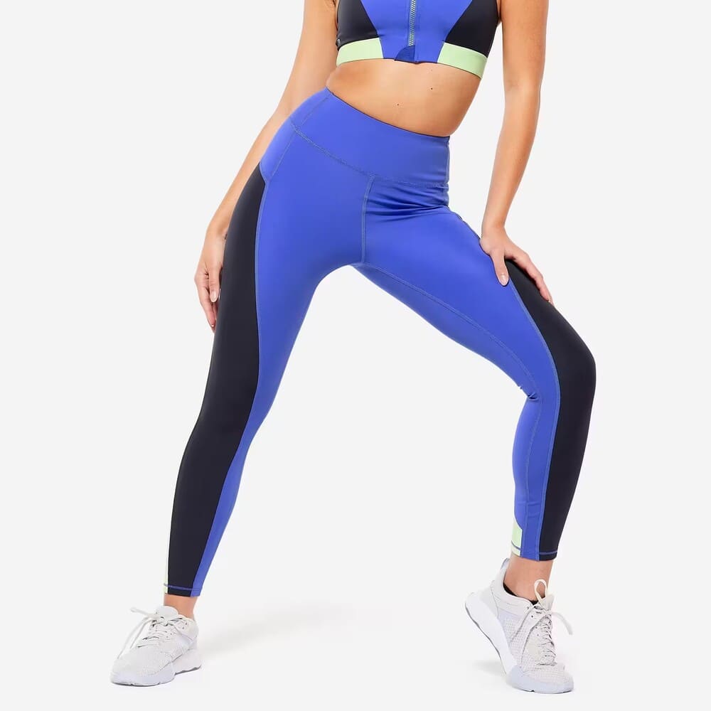 Decathlon Malla legging largo fitness transpirable tiro alto Mujer - Azul estampado