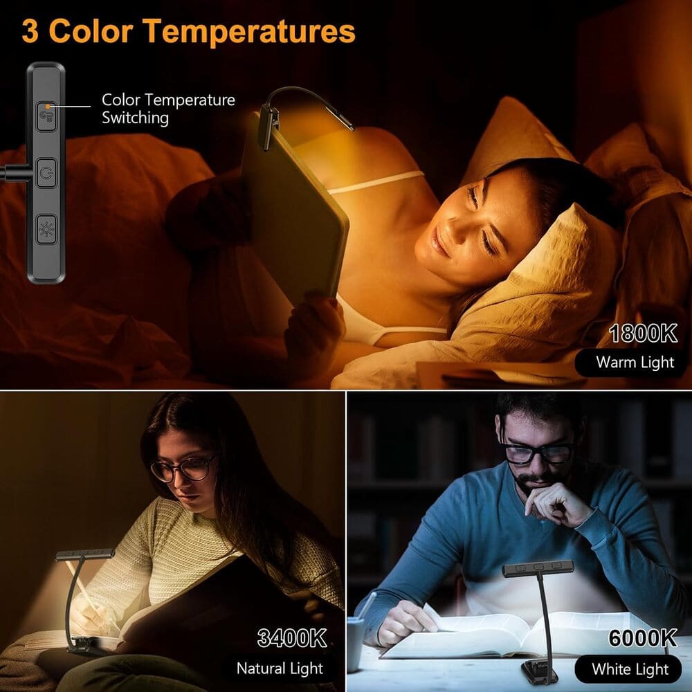 Gritin 19 LED Luz de Lectura, Lámpara de Lectura USB Recargable de 360° Flexible con 3 Modos de Iluminación de Amazon