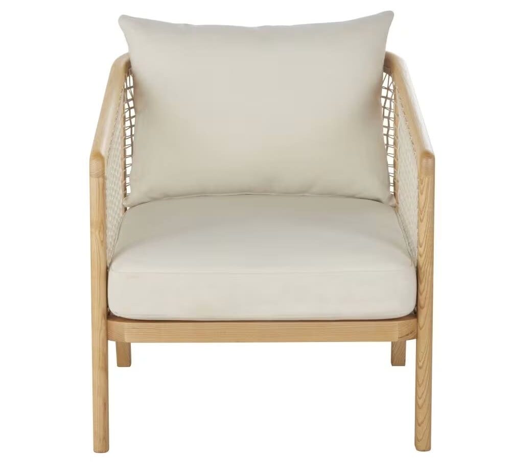 Maisons Du Monde Sillón de madera de fresno y cuerda beige