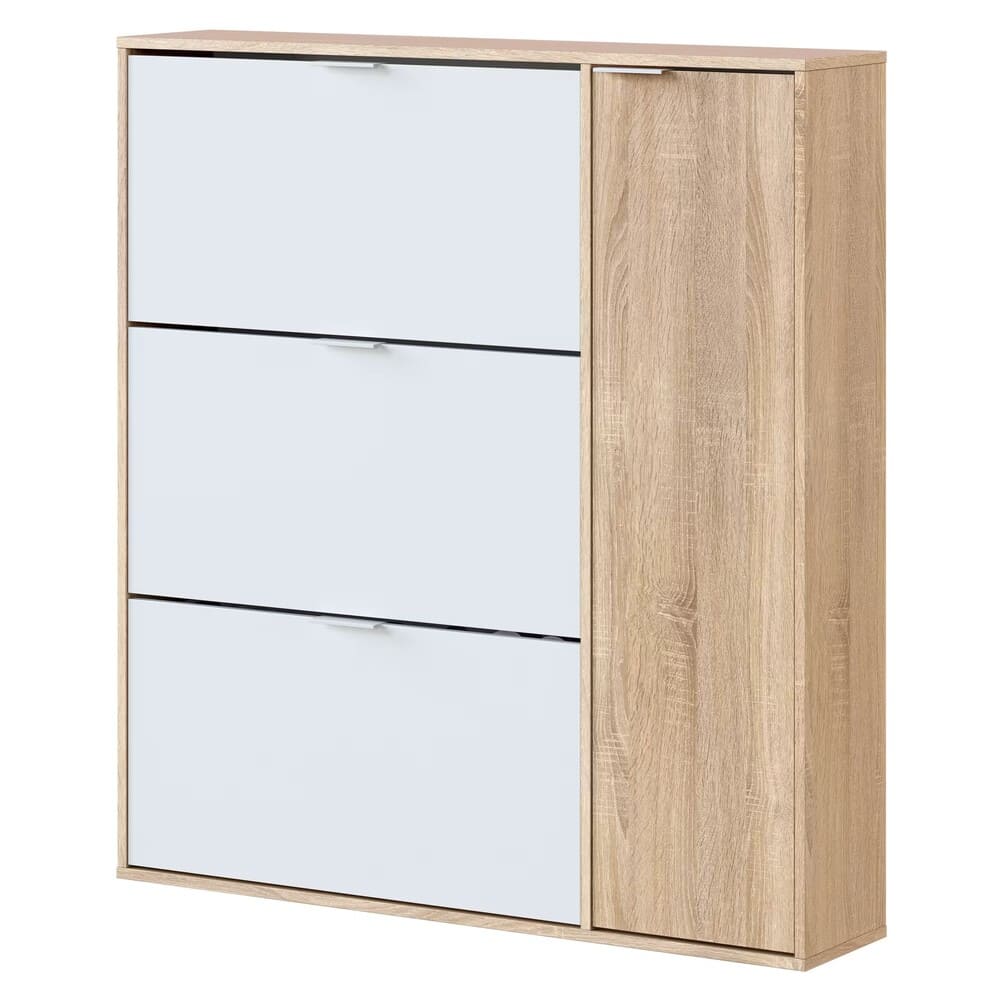 Maisons du Monde Mueble zapatero 4 puertas color roble blanco