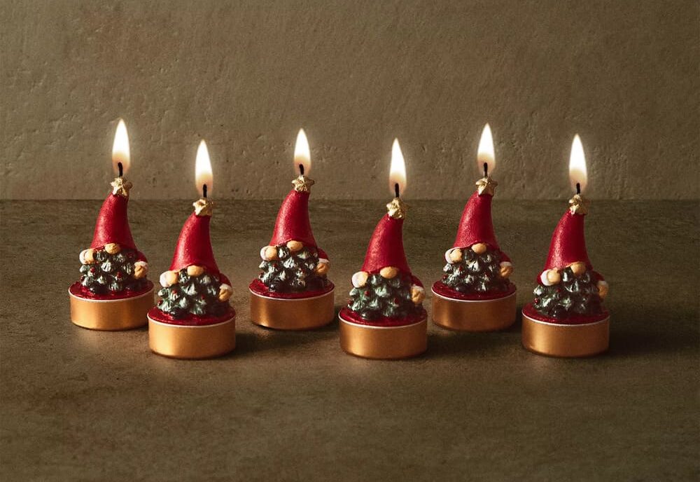 PACK VELAS TEALIGHT GNOMO NAVIDAD (PACK DE 6)