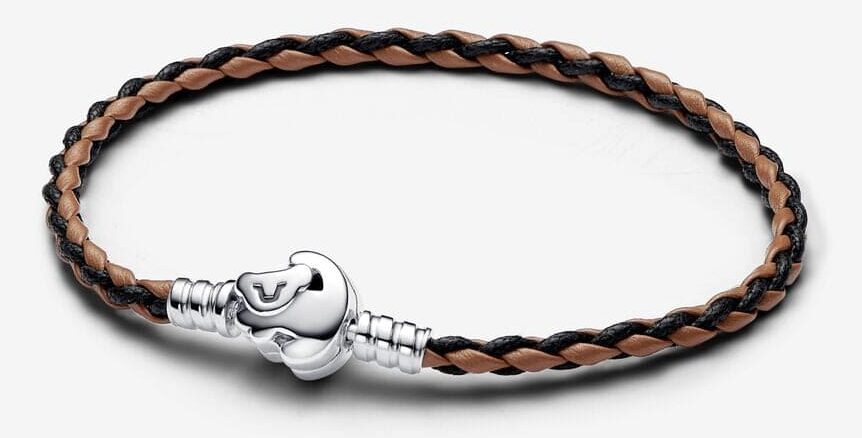 Pulsera Pandora Moments en Cuero Trenzado con Cierre El Rey León de Disney