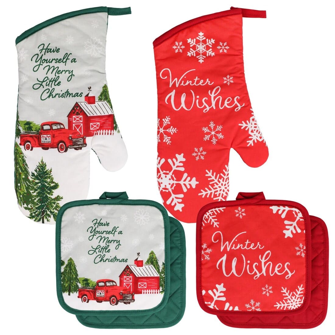 Christmas House Holiday Sentiment Oven Mitts and Pot Holders de Dollar Tree