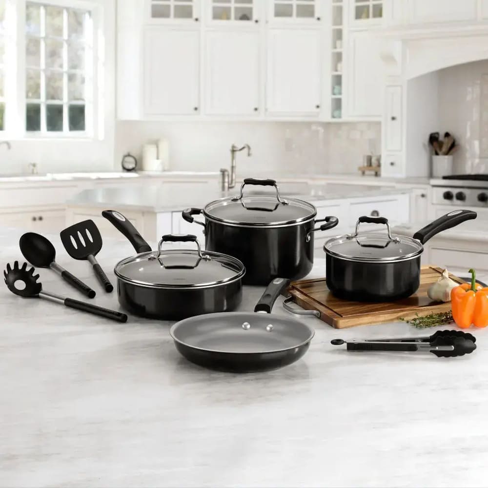 Cuisinart - Ceramic Nonstick 11 PC Cookware Set - Black de Best Buy