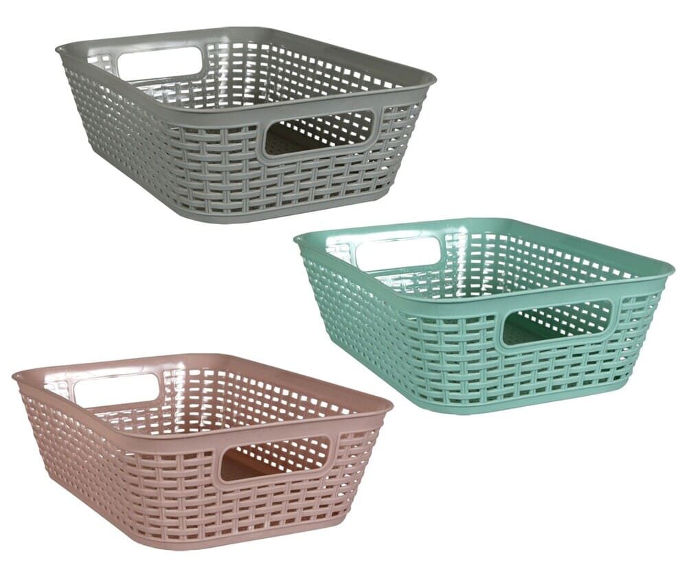 Dollar Tree Essentials Rectangular Woven-Style Baskets with Handles