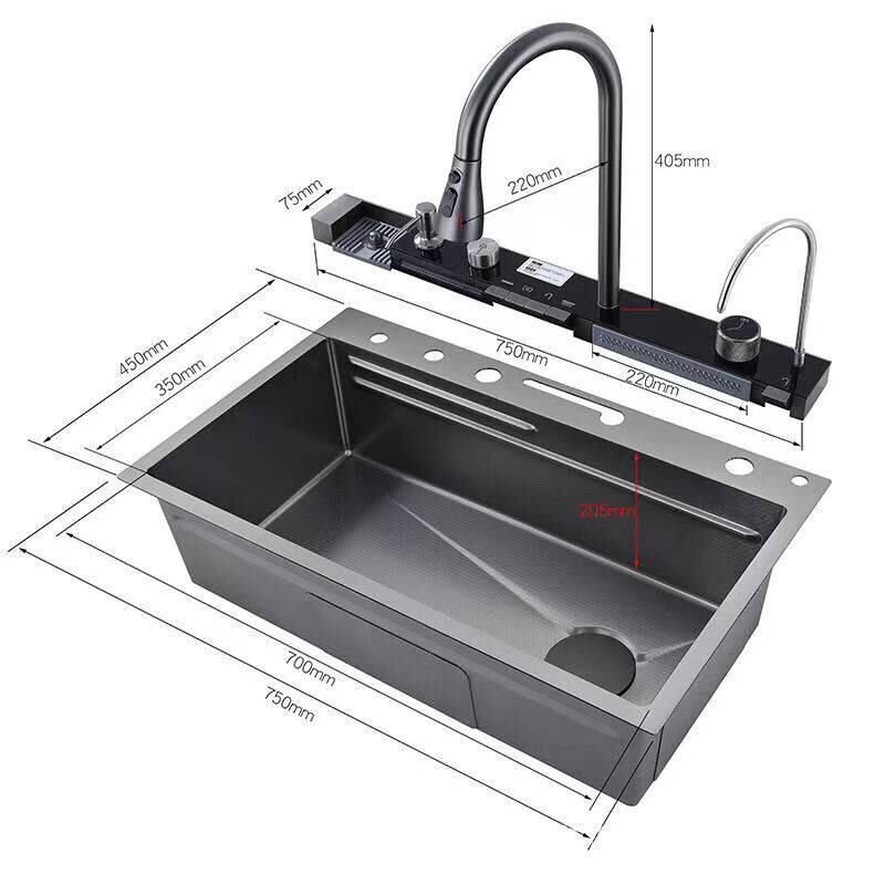 Fregadero De Cocina De Acero Inoxidable Ss 304 Con Grifo Inteligente Integrado Cerus Kleenmac