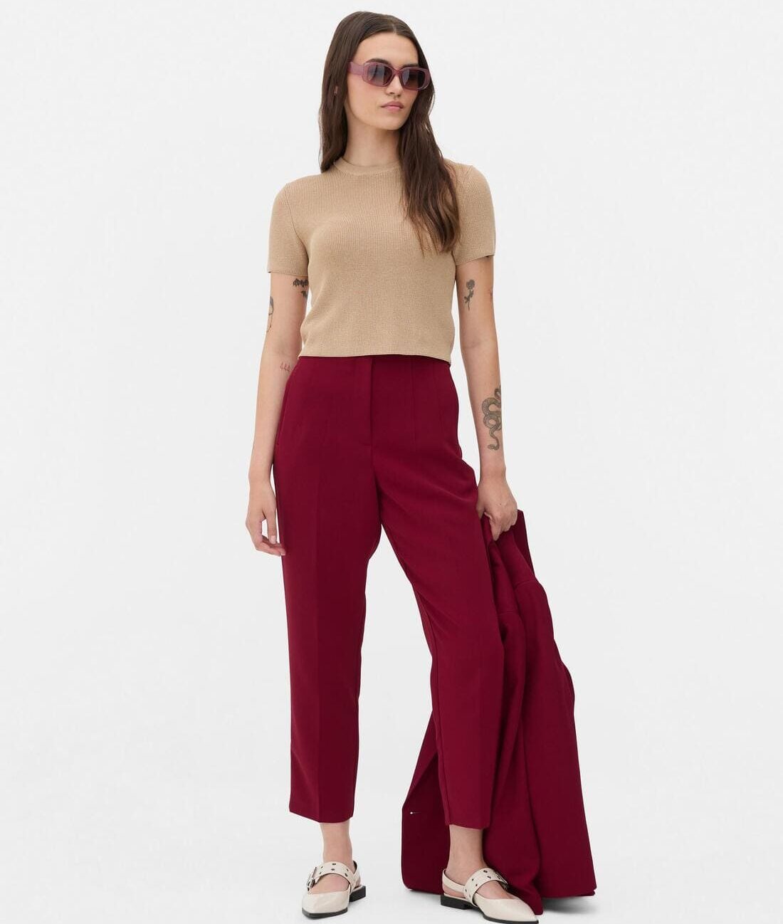 Primark Pantalones de talle alto con costura frontal