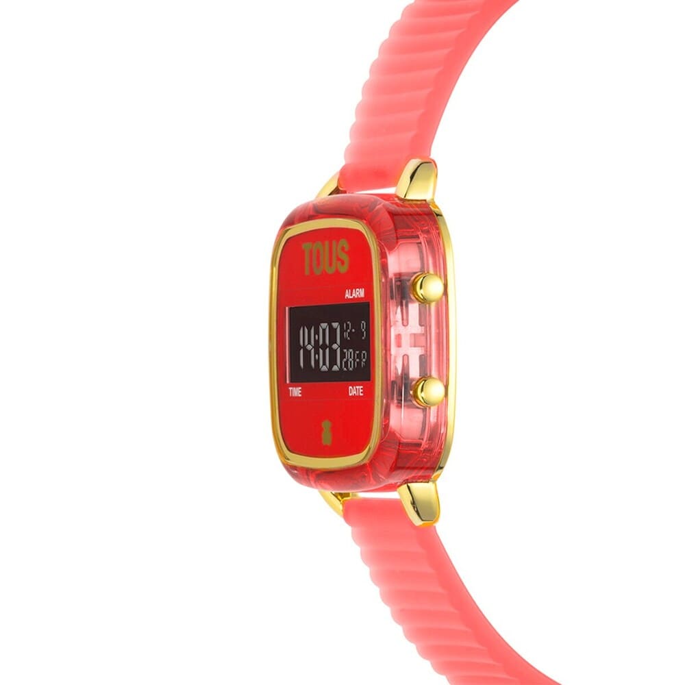 Reloj digital de policarbonato con correa de silicona rojo D-Logo Fresh