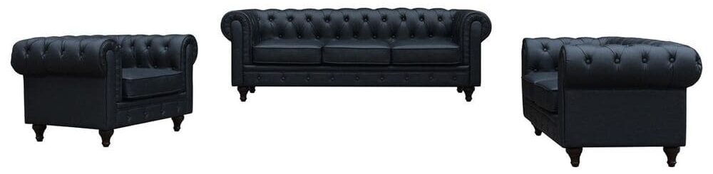 Sofá Chesterfield Aliza 3 Plazas - Negro de Carrefour