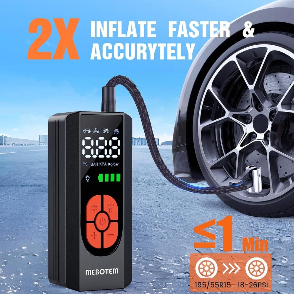 Tire Inflator Portable Air Compressor, 150PSI Portable Air Pump for Car Tires